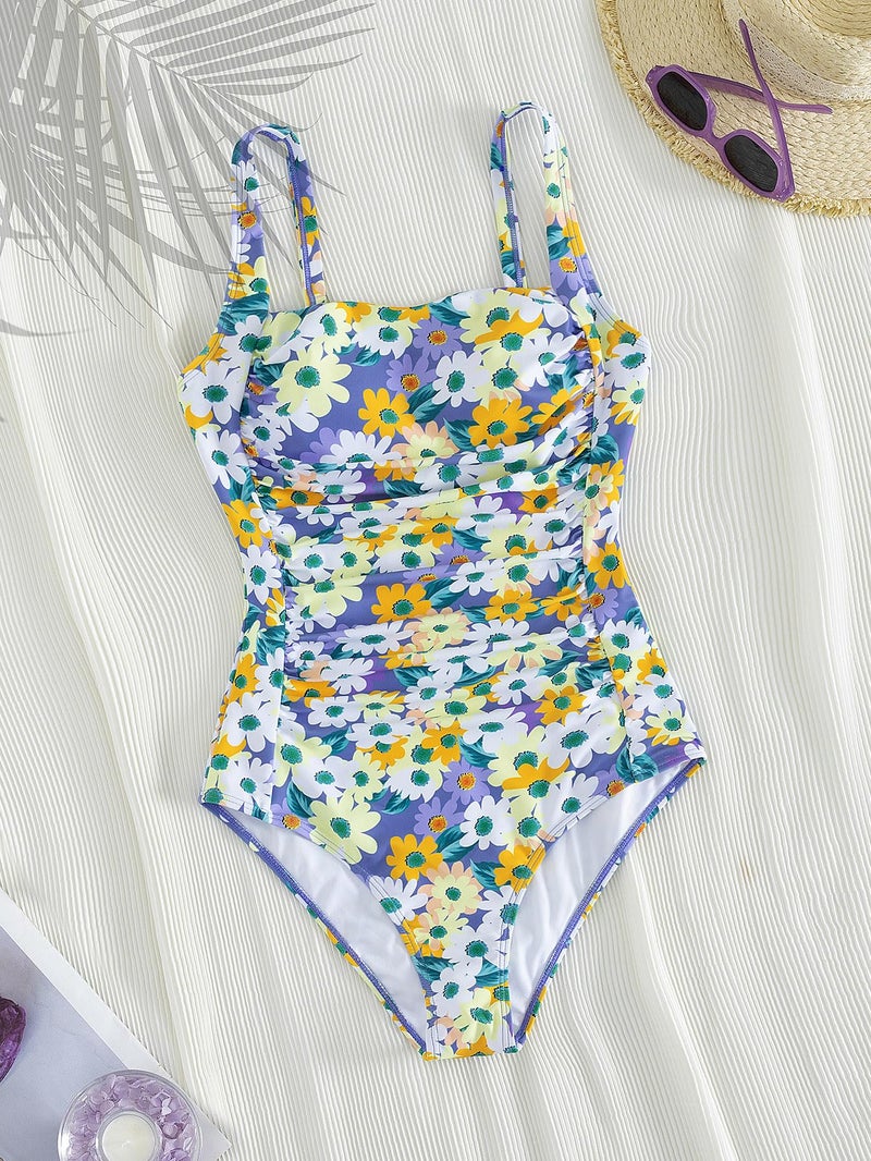 YIMISAN Women's One Piece Swimsuit Square Neck Sporty Ruched Slimming Monokini High Cut Tummy Control Bathing Suit - Image 4