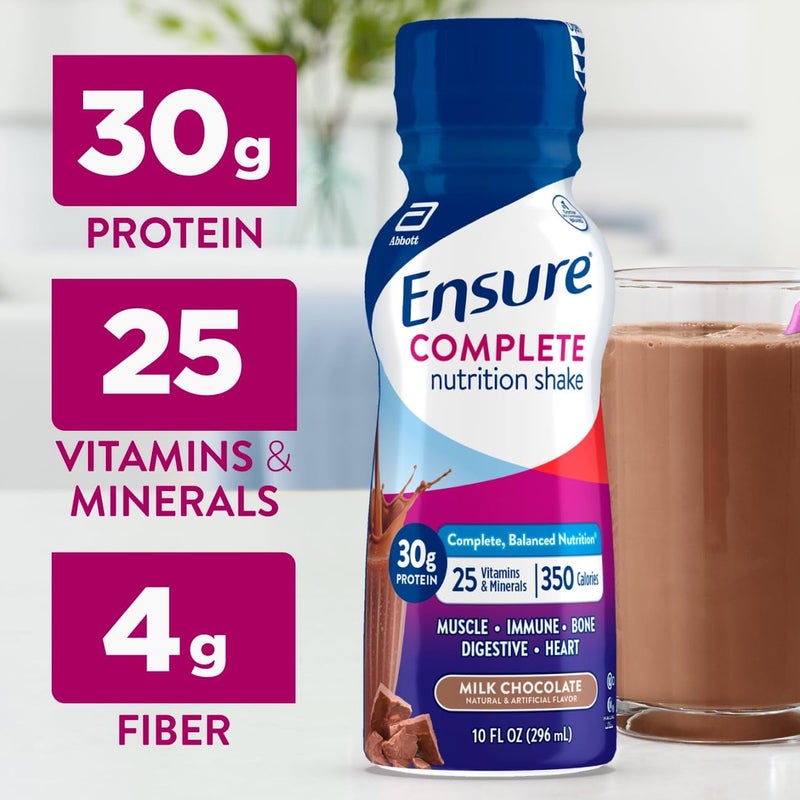 Ensure COMPLETE Milk Chocolate Nutrition Shake, Complete, Balanced Meal Replacement, Ready To Drink, 30g Protein, 25 Vitamins & Minerals, 10 fl oz-24 Pack - Image 3