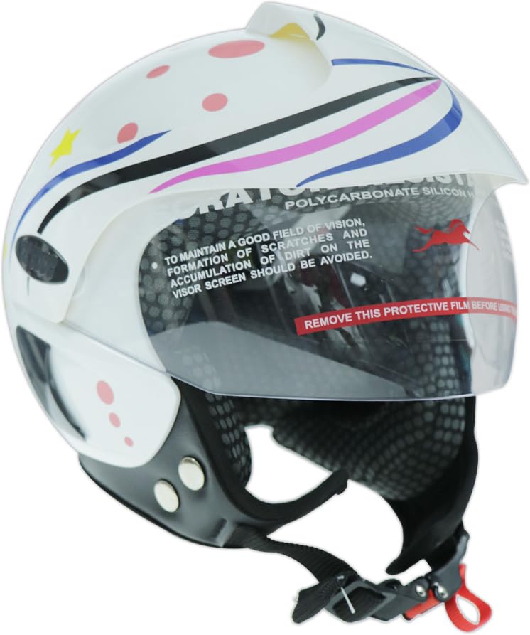 TVS Kids Helmet for Boys & Girls | Bike Helmet for Kids | Adjustable Helmets for Kids |Bicycle Kids Helmets |Size:3XS (500mm)|(White with Pink & Yellow) - Image 4