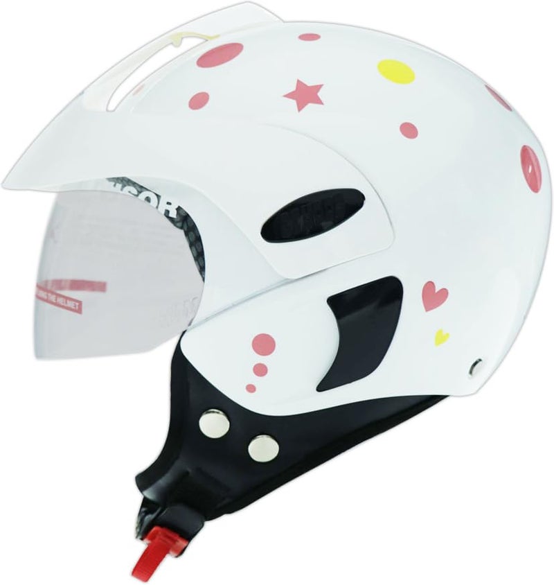 TVS Kids Helmet for Boys & Girls | Bike Helmet for Kids | Adjustable Helmets for Kids |Bicycle Kids Helmets |Size:3XS (500mm)|(White with Pink & Yellow) - Image 1