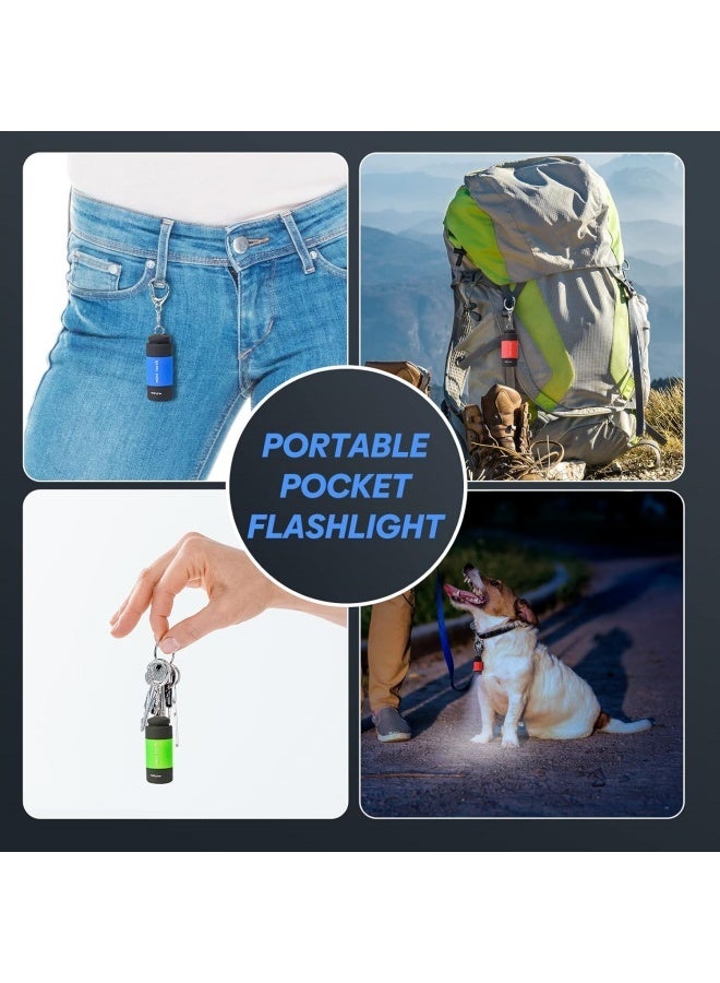 Mini Keychain Light,USB Rechargeable Keychain Flashlights 3 PCS Waterproof Small Flashlights for Emergency LED Tiny Flashlight Colorful Gift for Kids Students Family - Image 5