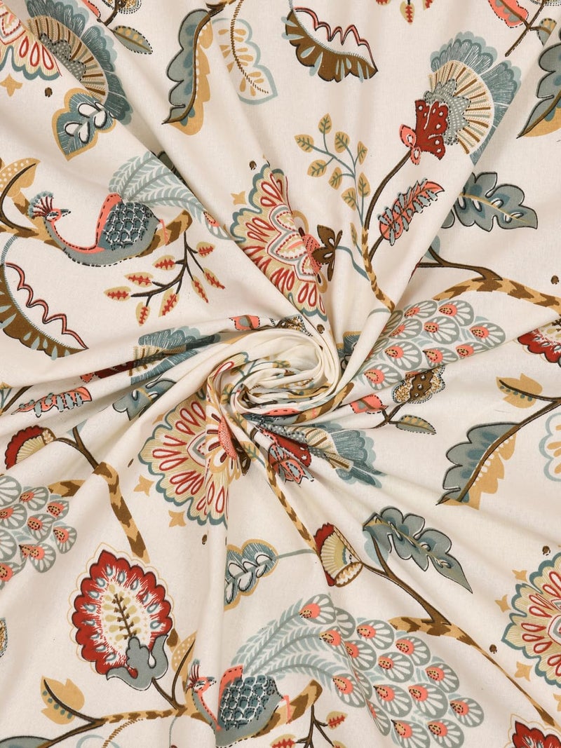 Clasiko 6 Seater Oval Dining Table Cover| 60x90 Inches| Material - Cotton| Multicolor Peacock - Image 5