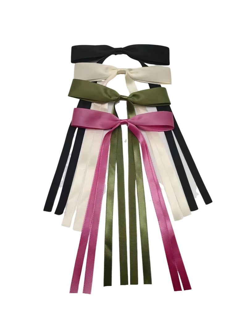 SOTO 4- Ribbon hair accessories, sweet bow hair clips, ribbon hair clips, spring clips, girl's back spoon top clip, ponytail clip hair clip headgear - Image 1
