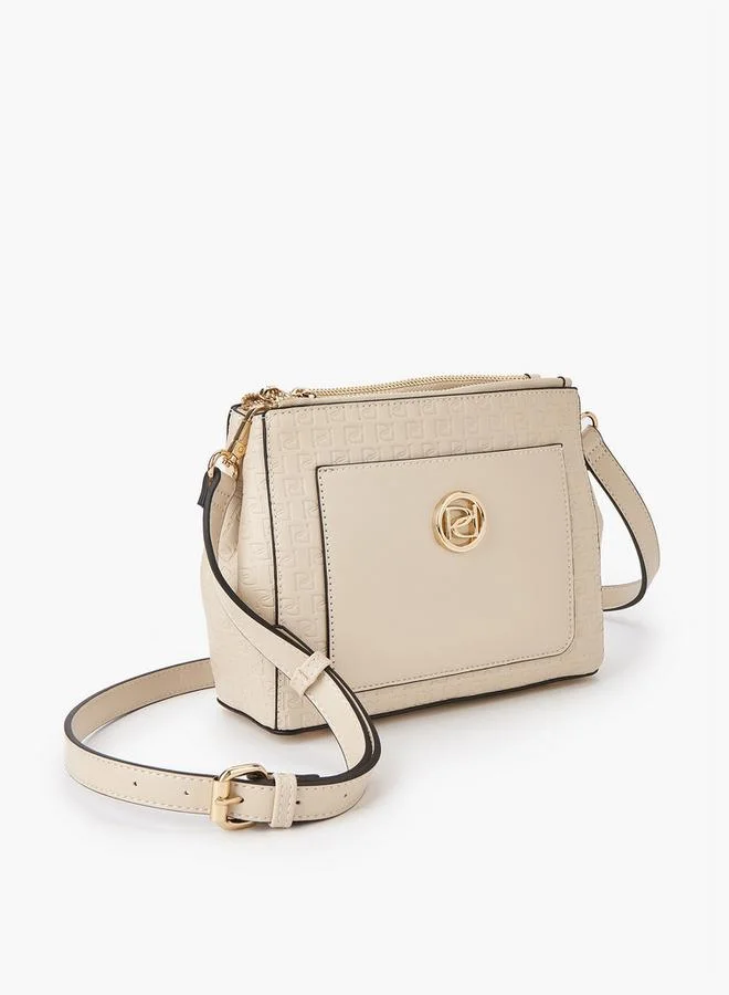 بابريكا حقيبة كروس بودي بنقش شعار مع سحاب إغلاق