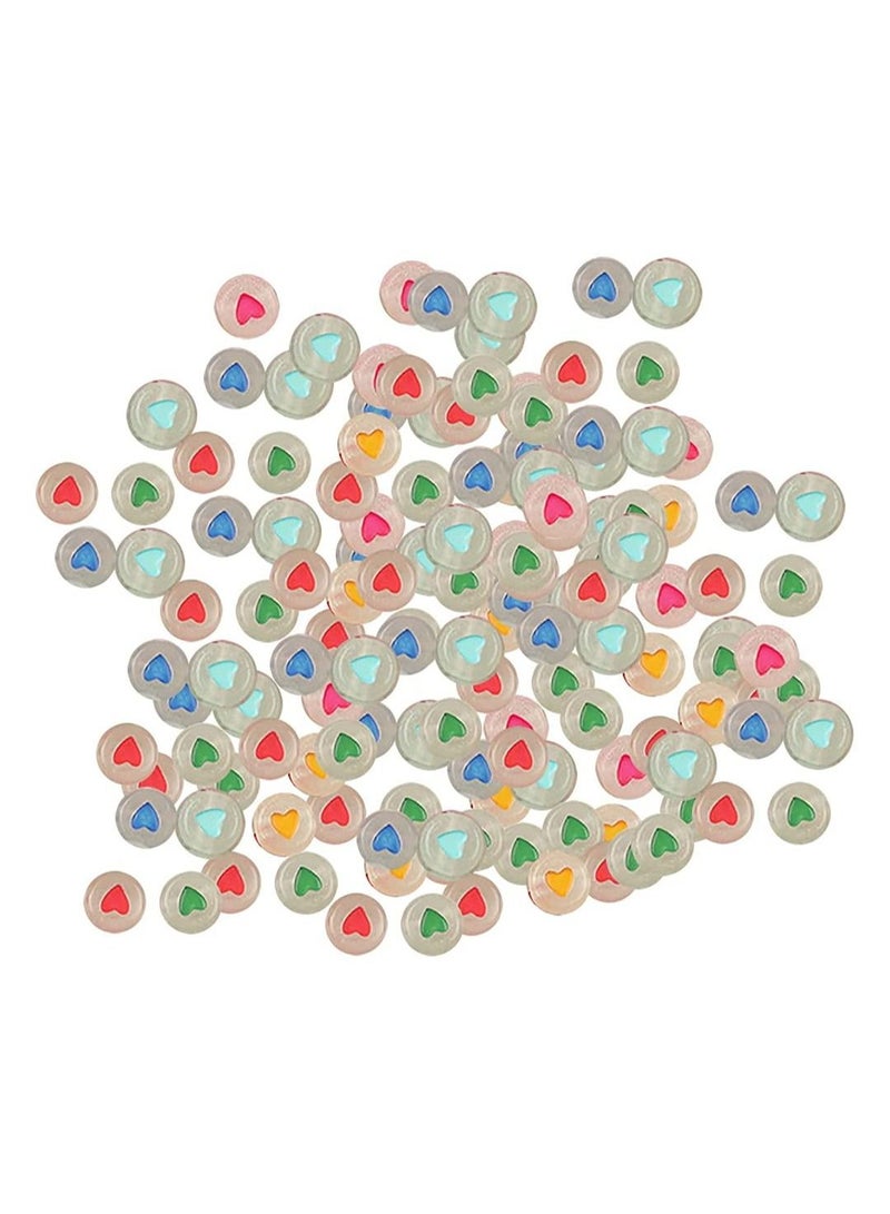 SYOSI Luminous Beads, 100 Pcs Luminous Beads, Acrylic Heart Beads Flat Beads Glow in The Dark Beads Colorful DIY Print Beads for Bracelets Necklace Jewelry Making Supplies - Image 4