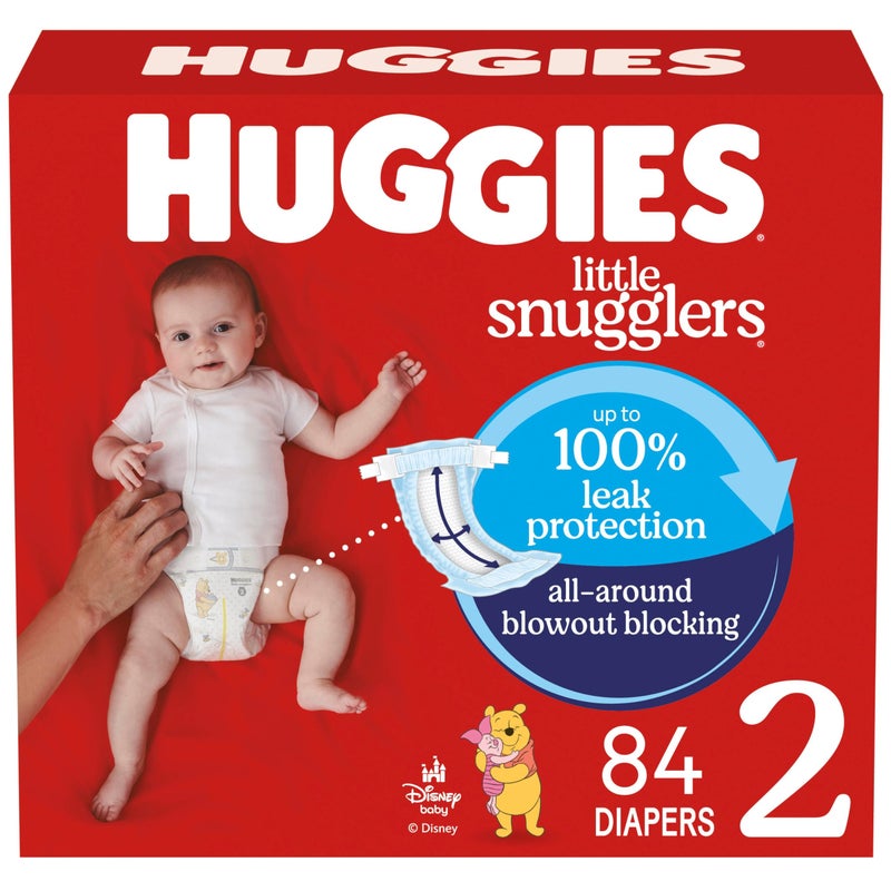 HUGGIES حفاضات هاجيز حجم 2، حفاضات الأطفال ليتل سنجلرز، حجم 2 (12-18 رطل)، 84 قطعة، قد يختلف التعبئة - Image 1