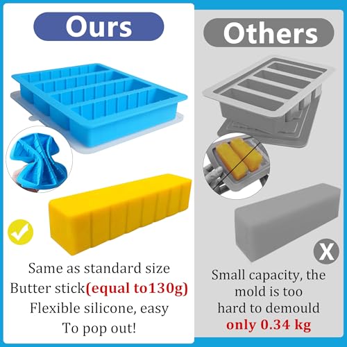 Sidosir 2PCS Butter Silicone Mold with Lid, Non-Stick Butter Mold Tray with Measurements for Homemade Butter, Butters Mold for Chocolate Making and Cakes Baking - Image 3