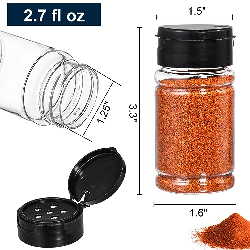 Tosnail 36 Pack 27 Oz Small Plastic Spice Bottles with Black Shaker Lids and Labels Empty Plastic Jars with Lids Seasoning Shaker Containers for Travel Camping Glitter Gift Party Favors Clear - Image 3