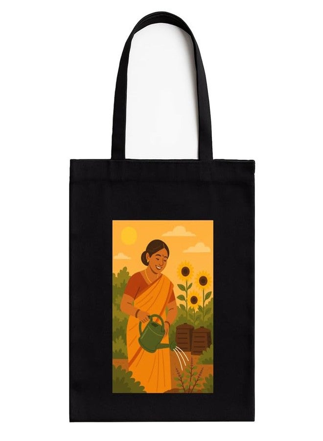 Megrok Eco Warrior Tote Bag for Women | Front A4 Size Printed Pocket | 16x14 Inch Conservation Cotton Bag | Anti-Plastic Message Design - Image 1