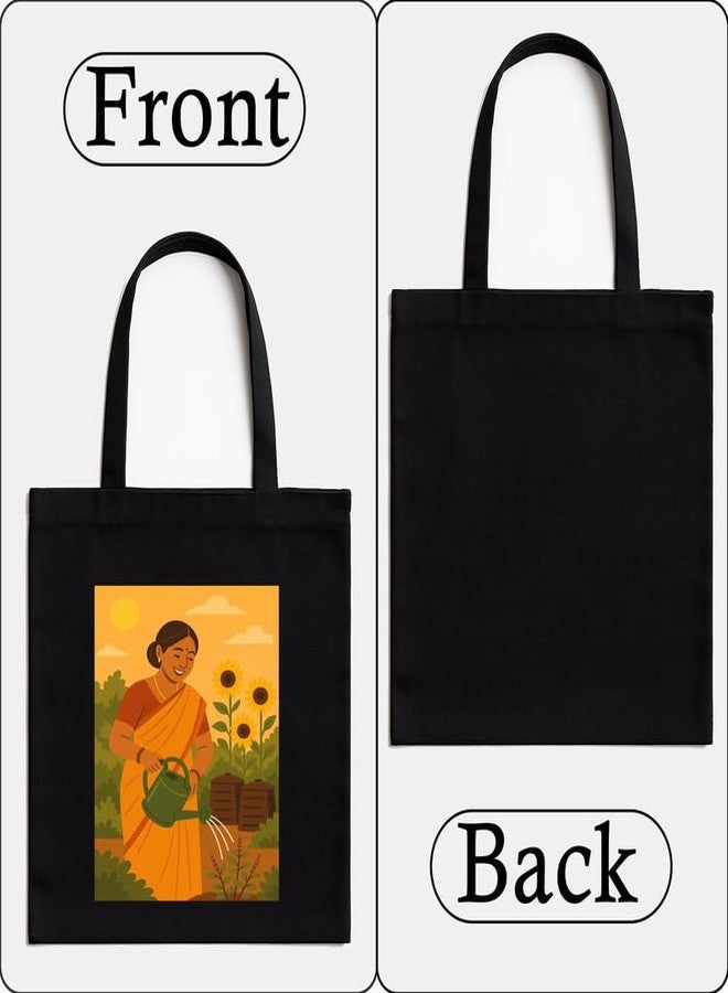 Megrok Eco Warrior Tote Bag for Women | Front A4 Size Printed Pocket | 16x14 Inch Conservation Cotton Bag | Anti-Plastic Message Design - Image 5