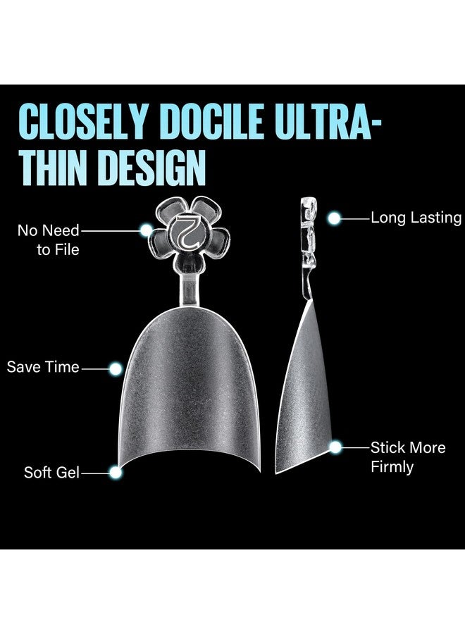 TOMICCA Short Oval Nail Tips Soft Gel Nail Tips 510Pcs Acrylic Fake Full Matte Nail Tips 12 Sizes No C Curve Half Cover Nail Tips For Salon Diy Nail Art - Image 3