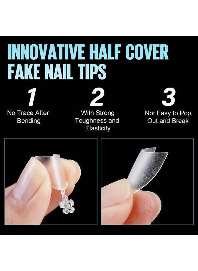 TOMICCA Short Oval Nail Tips Soft Gel Nail Tips 510Pcs Acrylic Fake Full Matte Nail Tips 12 Sizes No C Curve Half Cover Nail Tips For Salon Diy Nail Art - Image 5