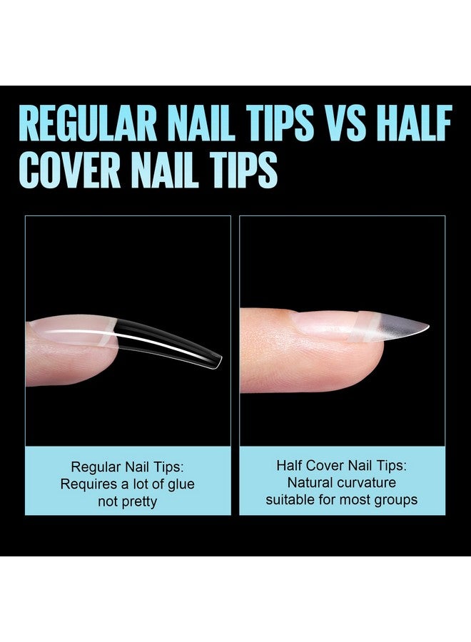 TOMICCA Short Oval Nail Tips Soft Gel Nail Tips 510Pcs Acrylic Fake Full Matte Nail Tips 12 Sizes No C Curve Half Cover Nail Tips For Salon Diy Nail Art - Image 4