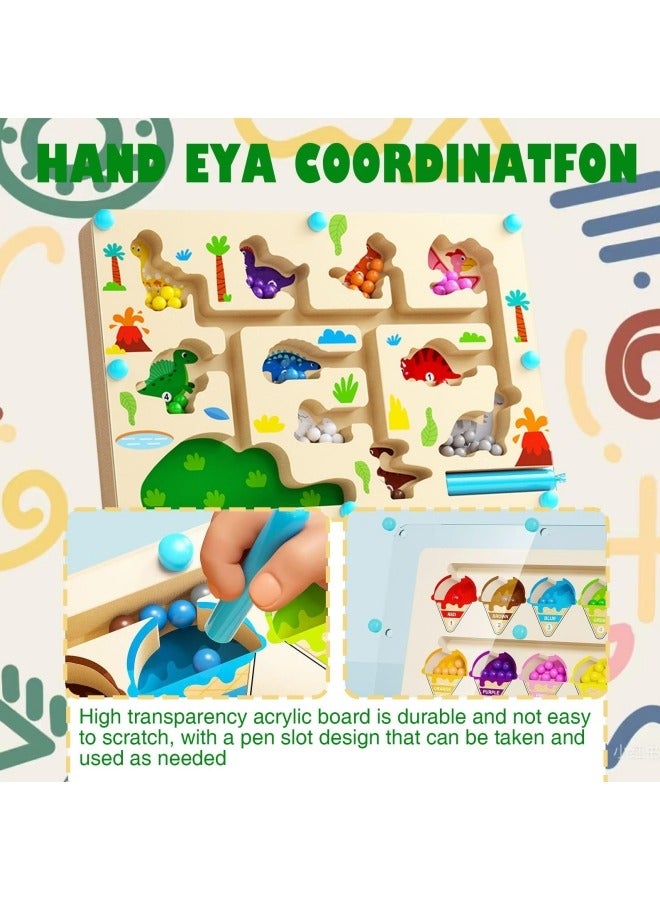 جيجيرو قطعتان من ألعاب مونتيسوري، متاهة مغناطيسية خشبية لتنمية المهارات الحركية الدقيقة، ألعاب فرز الألوان والعد للأطفال من سن 3 سنوات فما فوق - Image 3