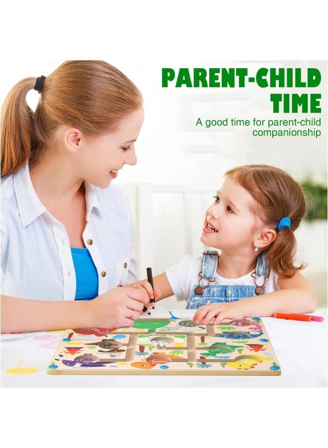 جيجيرو قطعتان من ألعاب مونتيسوري، متاهة مغناطيسية خشبية لتنمية المهارات الحركية الدقيقة، ألعاب فرز الألوان والعد للأطفال من سن 3 سنوات فما فوق - Image 5