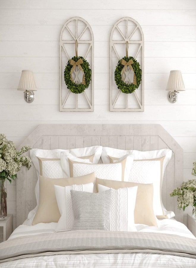 Barnyard Designs Set of 2 (12") Artificial Boxwood Wreaths with Burlap Ribbon, Decorative Indoor/Outdoor Faux Greenery for Front Door, Wall or Window, Farmhouse Home Décor - Image 3