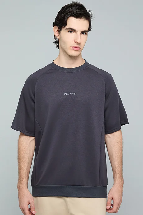 أر أند بي Embroidery Detail T-Shirt with Crew Neck and Short Sleeves