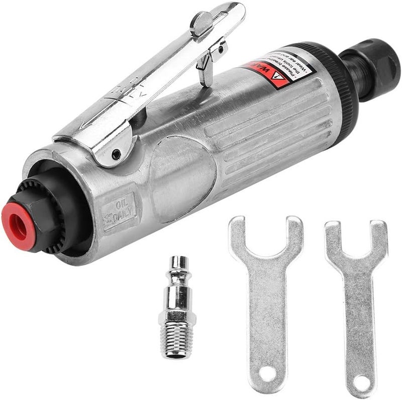 1/4in Pneumatic Die Grinder, Air Angle Die Grinder with 22000-25000rpm High Speed, Lightweight Ergonomic Design for Metal Stone PCB Engraving Polishing Cutting (AT-7033K large single product 6mm - Image 1