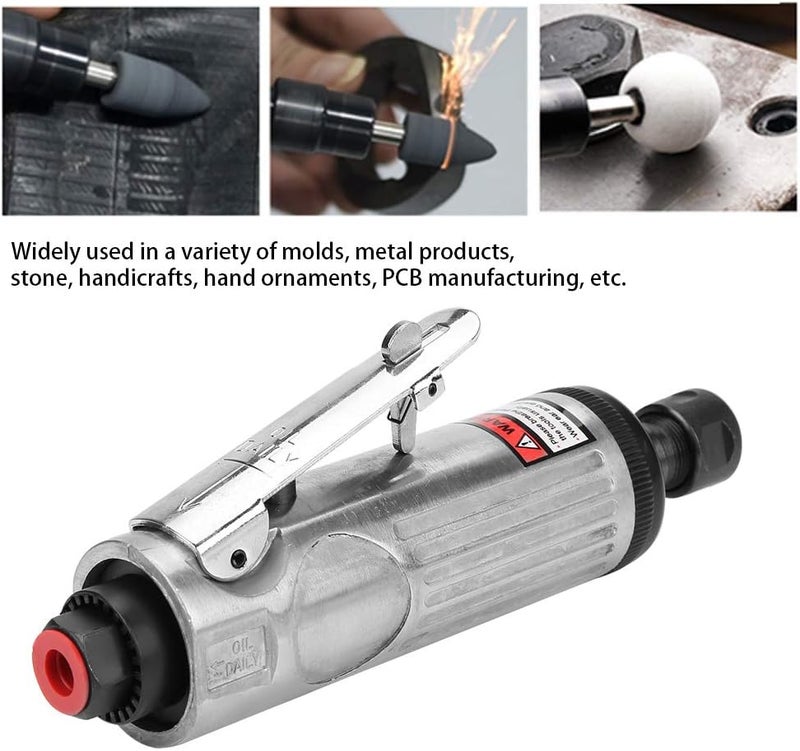 1/4in Pneumatic Die Grinder, Air Angle Die Grinder with 22000-25000rpm High Speed, Lightweight Ergonomic Design for Metal Stone PCB Engraving Polishing Cutting (AT-7033K large single product 6mm - Image 4