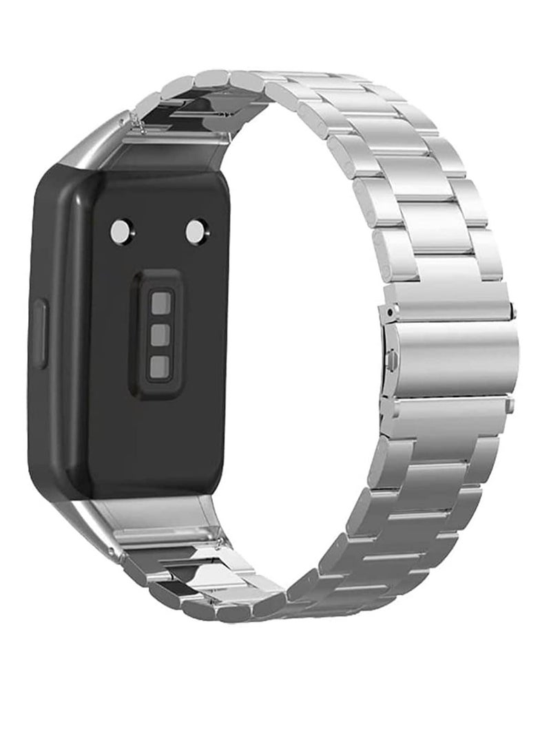Stainless Steel Strap for Honor Band 6/Huawei Band 6 Smartwatch (Silver)