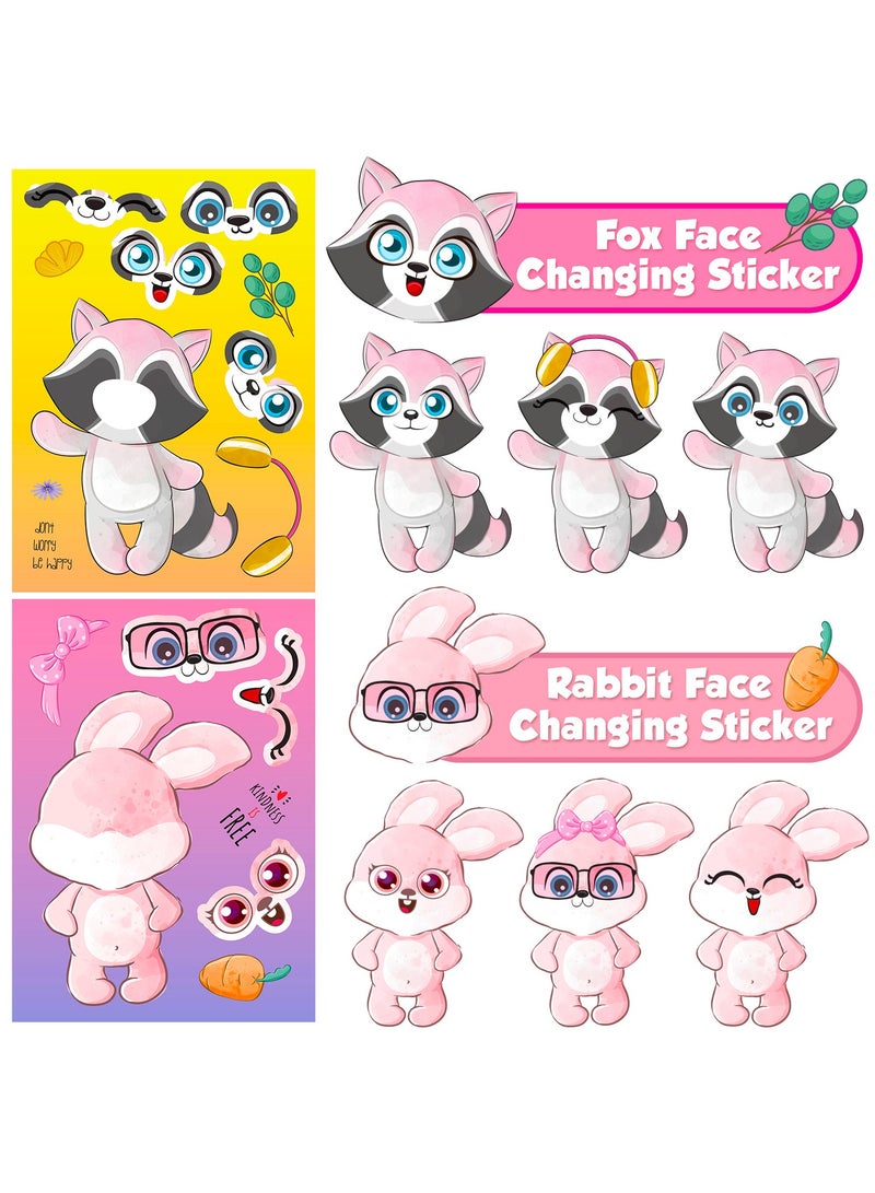 18 ورقة تصنع ملصقات للوجه للأطفال، 6 ملصقات حيوانات كرتونية مختلفة، لوازم يدوية للحفلات، اصنع ملصقاتك الخاصة لهدايا عيد الميلاد، مكافآت الصف، تزيين الكتب - Image 4