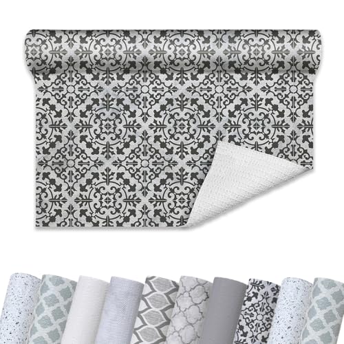 ConTact Brand Grip Prints NonAdhesive NonSlip Counter Top DrawerShelf Liner 12 x 20 Carrara Tile Charcoal