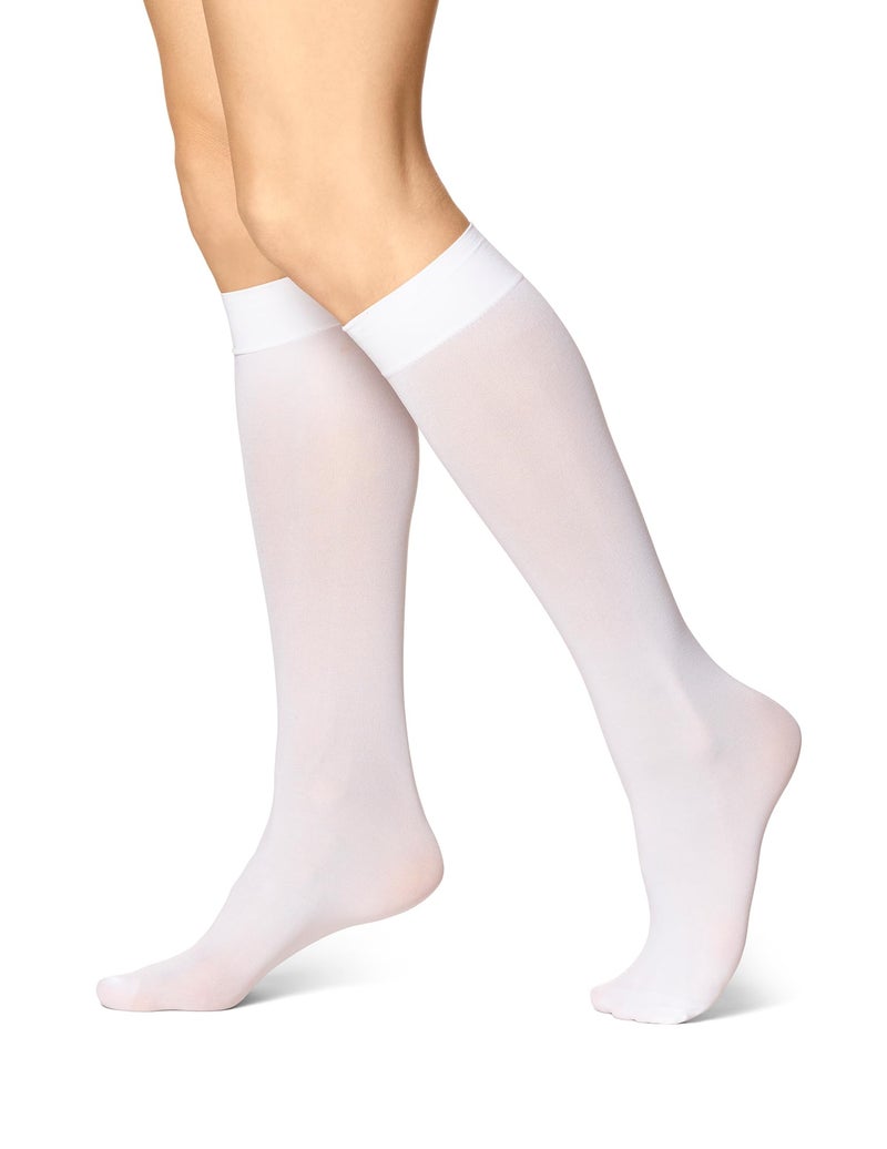HUE womens Soft Opaque Knee High (Pack of 3) dress socks, White, 1 US - Image 1