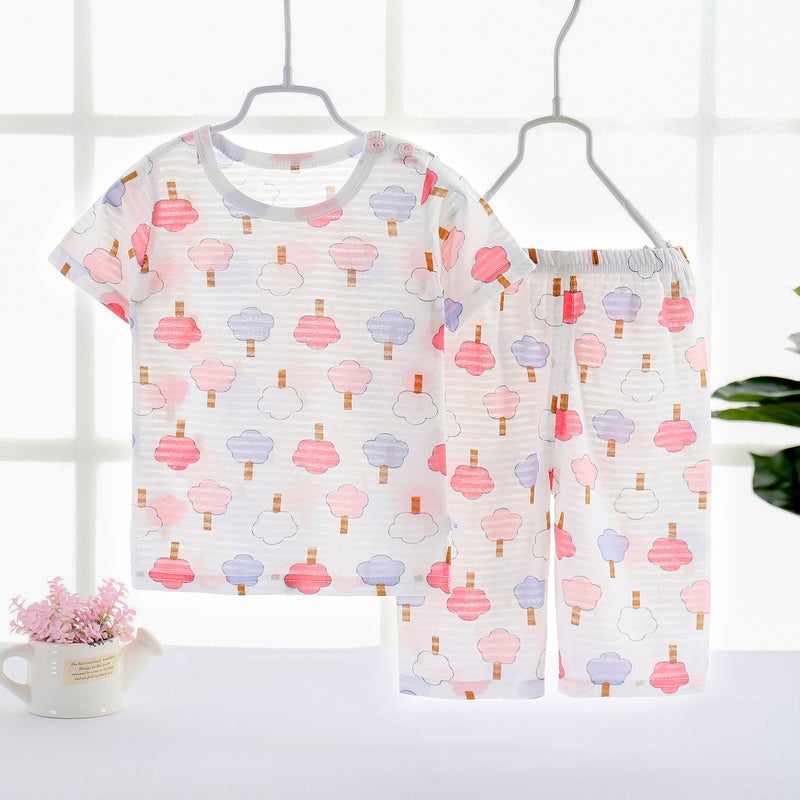 Children'S Summer Suit Breathable Home Clothes Boys' Pajamas New Korean Children'S Wear Quick-Drying Girls' Short-Sleeved Air-Conditioning Suit - Image 5