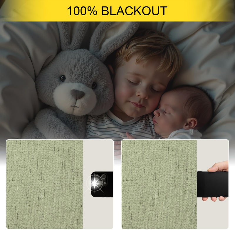 Pitalk Light Sage Green Black Out Curtains 96 Inch Long for Bedroom 2 Panel Linen Textured Boho Blackout Curtains Darkening Neutral Farmhouse Thermal Drapes for Sliding Doors Patio Living Room 52x96 Length - Image 4