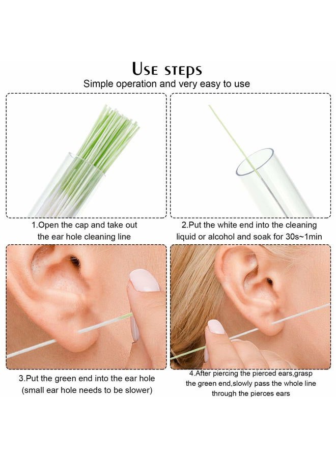 Maitys 360 Pieces Ear Hole Floss Earrings Hole Cleaner Disposable Piercing Aftercare Cleaner Earrings Piercing Cleaning Line Ear Piercing Care Cleaning Tool for Women Men (White, Green) - Image 4