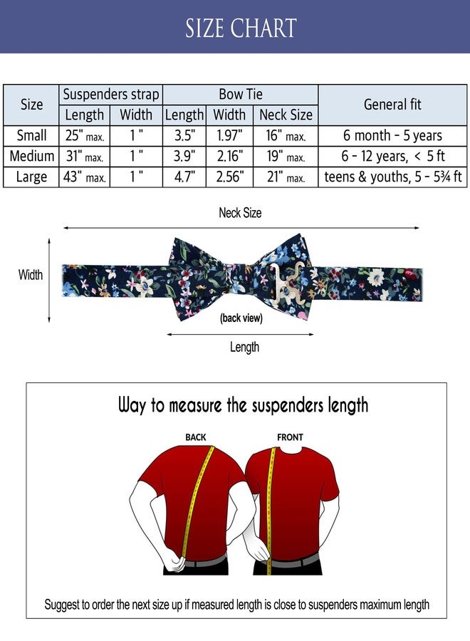 BELLUNO Boys' Floral Suspenders and Bow Tie Set, Pre-Tied Cotton Bowtie for Kids from Toddlers to Teens - Image 3