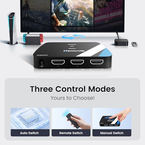 NEWCARE HDMI Switch 3 in 1 Out, 4K@60Hz HDMI Splitter with Remote, HDMI Switcher Support HDCP2.2 Dolby HDR10+ VRR 3D, Compatible with TV PS5/4 Xbox Laptops PC Projector Blu-ray Player - Image 3