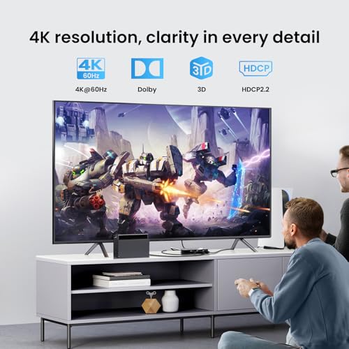 NEWCARE HDMI Switch 3 in 1 Out, 4K@60Hz HDMI Splitter with Remote, HDMI Switcher Support HDCP2.2 Dolby HDR10+ VRR 3D, Compatible with TV PS5/4 Xbox Laptops PC Projector Blu-ray Player - Image 5