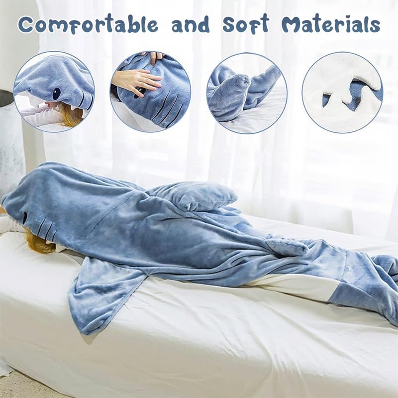 Zibuyu بطانية زيبوي® القرش للرجال والنساء دافئة من الفلانيل هودي قرش لطيف بطانية ناعمة قابلة للارتداء كيس نوم بدلة قرش مريحة حفلة كوسبلاي زي هالوين - XL - Image 3