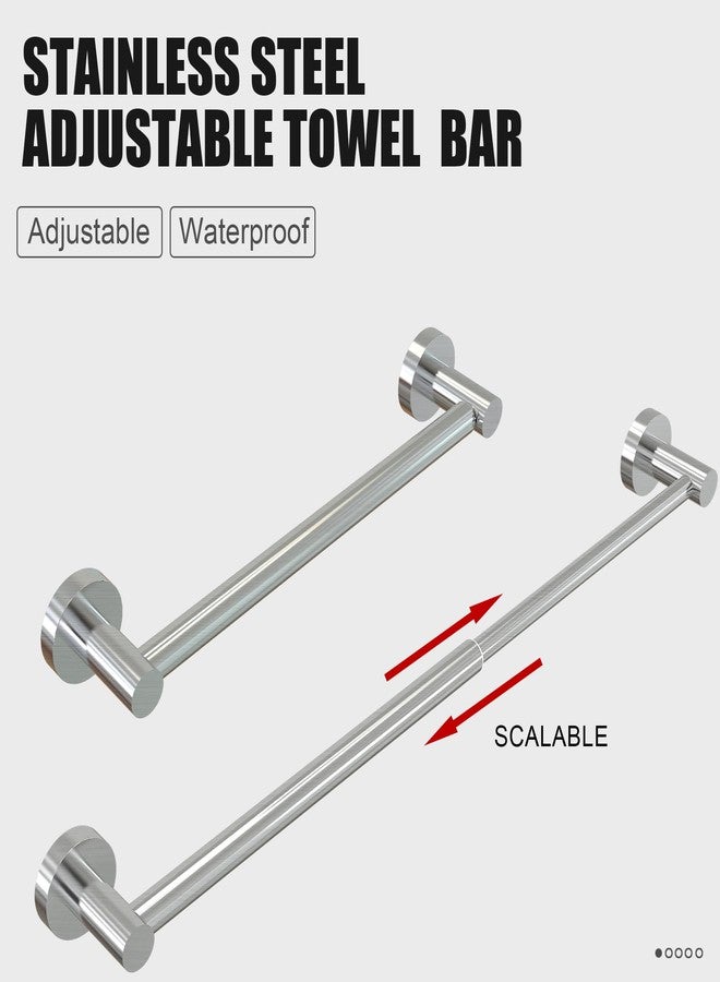 Honmein Towel Bar - Adjustable 304 Stainless Steel Towel Holder for Bathroom (11.8inch-22.6inch) Sturdy and Rustproof Wall Mounted Towel Rack for Bathroom Accessories, Silver… - Image 2