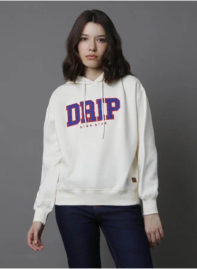 هاي ستار Women Off White Sweatshirt