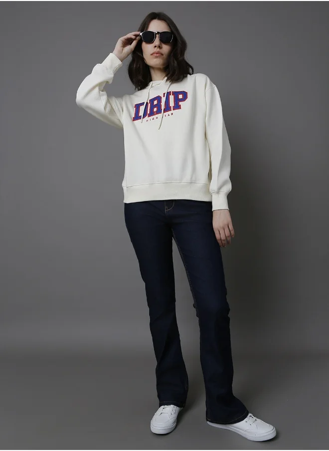 HIGH STAR Women Off White Sweatshirt