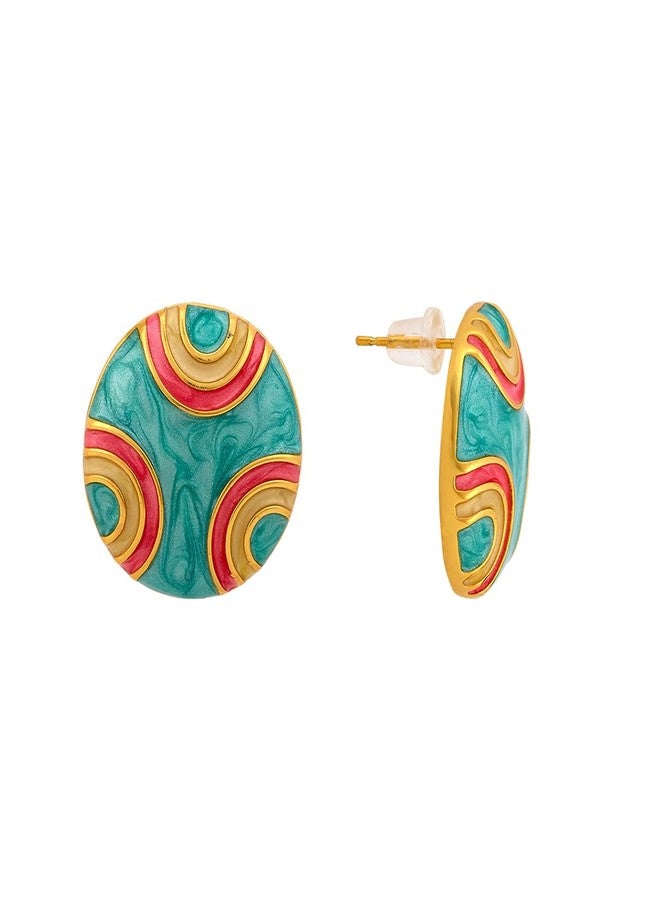 KUSHAL'S Fashion Jewellery Mint Gold Polished Copper Trendy Earrings, Best for Casual Wear & Special Occasion - 455520 - Image 1