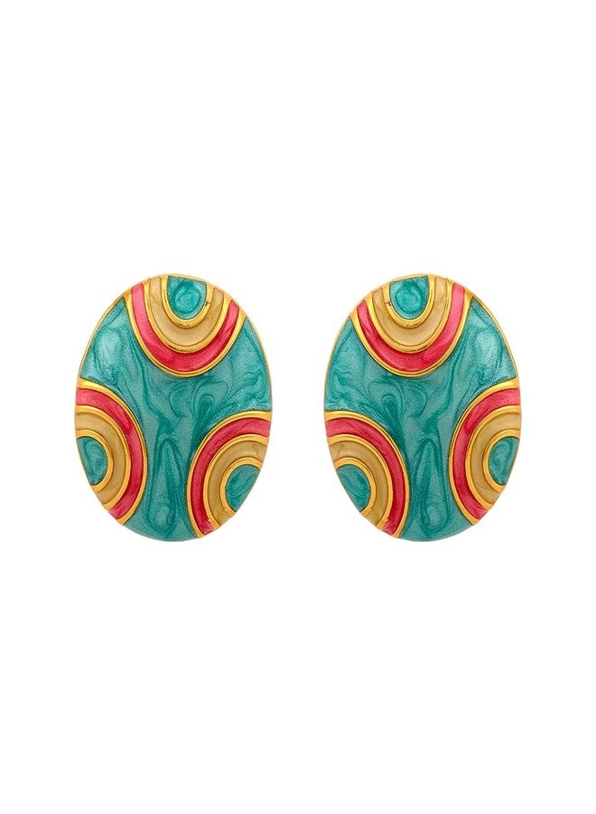 KUSHAL'S Fashion Jewellery Mint Gold Polished Copper Trendy Earrings, Best for Casual Wear & Special Occasion - 455520 - Image 2