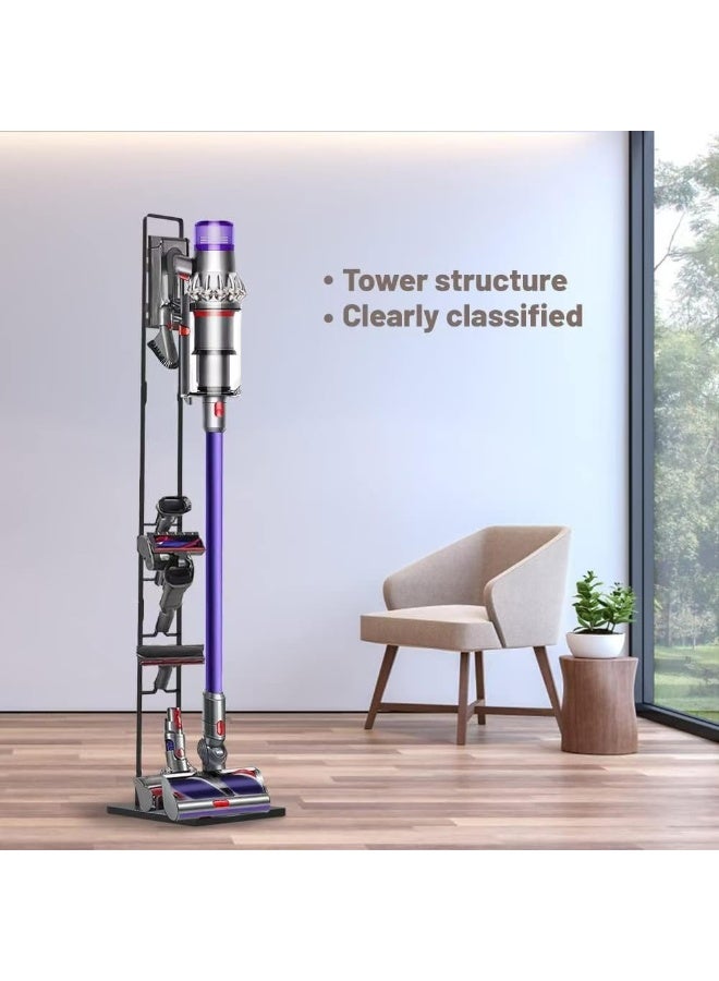 Premium Cordless Vacuum Cleaner Floor Stand & Storage Rack – Freestanding Metal Organizer Holder for Dyson V6, V7, V8, V10, V11, V12, V15 & Compatible Stick Vacuum Cleaners with Accessory Storage - Image 3