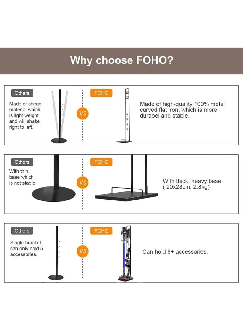 Premium Cordless Vacuum Cleaner Floor Stand & Storage Rack – Freestanding Metal Organizer Holder for Dyson V6, V7, V8, V10, V11, V12, V15 & Compatible Stick Vacuum Cleaners with Accessory Storage - Image 5