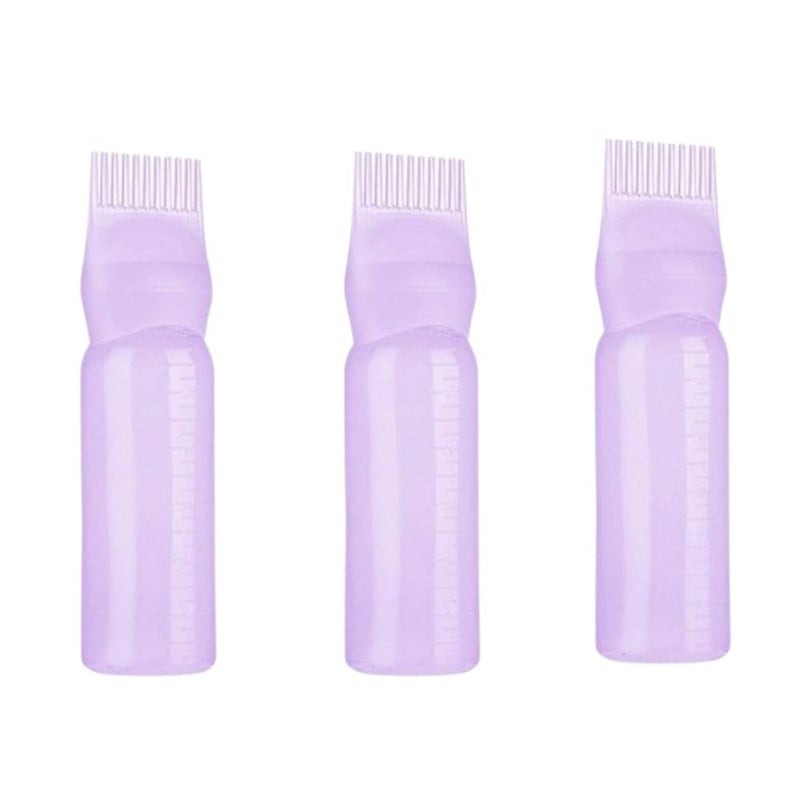 Stadash 3 Pcs Hair Oil Applicator Bottle with Comb for Scalp Root Empty Hair Oil Dispenser Bottle for Hair Oiling Hair Dye Application Graduated Scale Hair Color Treatments Blue - Image 1