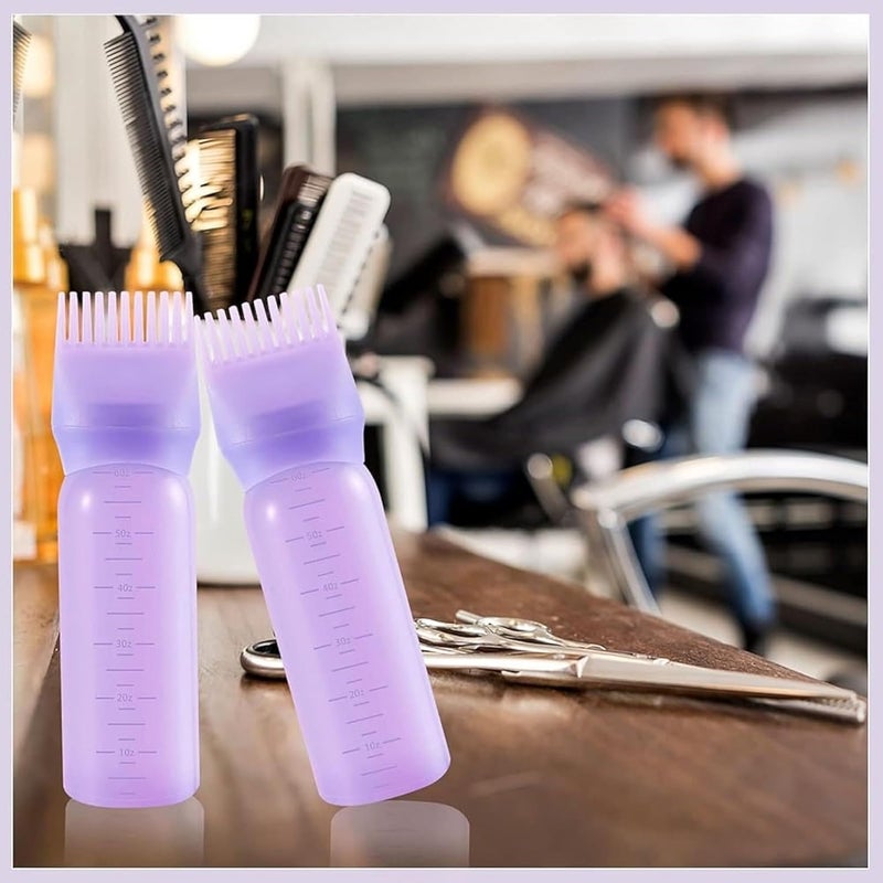 Stadash 3 Pcs Hair Oil Applicator Bottle with Comb for Scalp Root Empty Hair Oil Dispenser Bottle for Hair Oiling Hair Dye Application Graduated Scale Hair Color Treatments Blue - Image 3