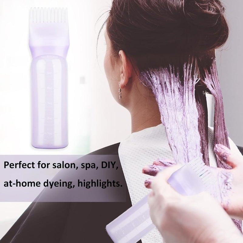 Stadash 3 Pcs Hair Oil Applicator Bottle with Comb for Scalp Root Empty Hair Oil Dispenser Bottle for Hair Oiling Hair Dye Application Graduated Scale Hair Color Treatments Blue - Image 2