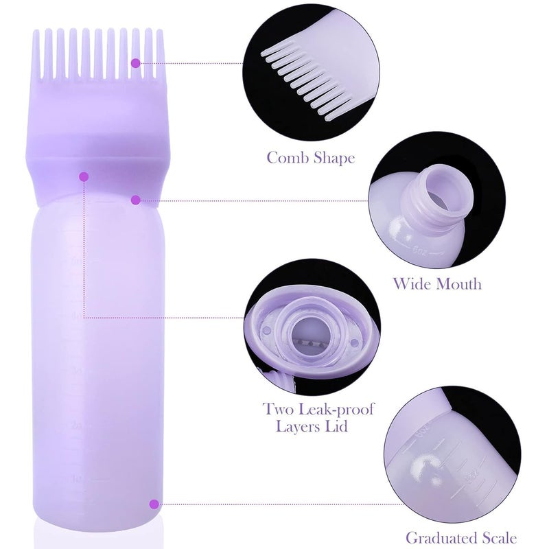 Stadash 3 Pcs Hair Oil Applicator Bottle with Comb for Scalp Root Empty Hair Oil Dispenser Bottle for Hair Oiling Hair Dye Application Graduated Scale Hair Color Treatments Blue - Image 5