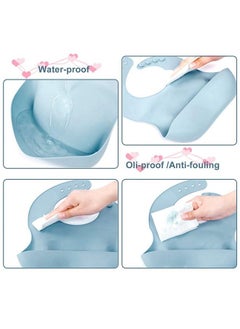 Snowie Soft Set Of 6 Silicone Food Plate With Suction Cup Bpa Free Tableware For Kids Includes Food Plate Bib Bowl Water Cup Spoon And Fork For Kids Silicone Food Plate Set For Kids Blue  - Image 4
