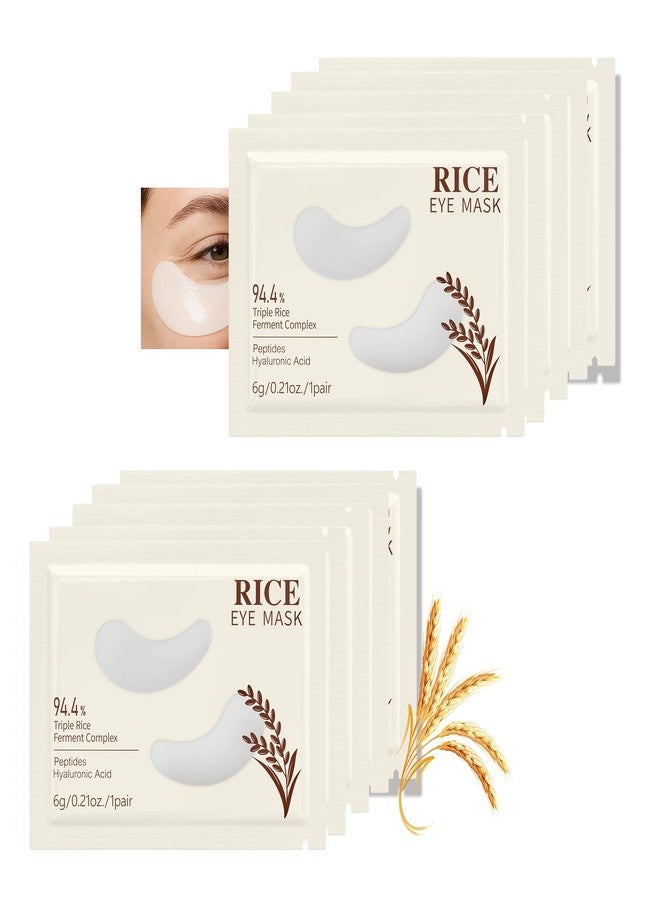 Easilydays 94.4% Triple Rice Ferment Complex Hydrating Eye Masks 10PCS, Moisturizing, Firming, Deeply Nourishing, Skin Moisture Barrier, Under Eye Patches to Reduce Dark Circles, Puffiness &Fine Lines - Image 1