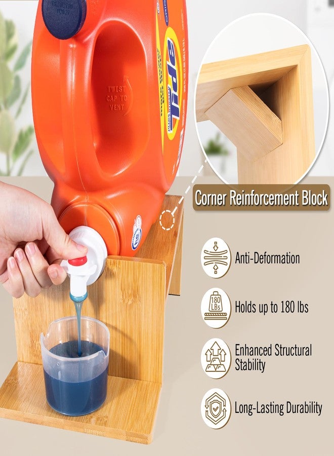 MyLifeUNIT Laundry Detergent Dispenser, 2 Pack Wooden Laundry Detergent Holder Stand with Tray for Laundry Room Organization and Storage - Image 3