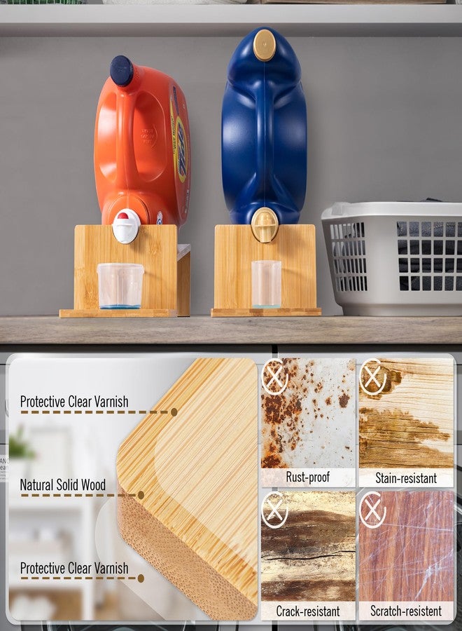 MyLifeUNIT Laundry Detergent Dispenser, 2 Pack Wooden Laundry Detergent Holder Stand with Tray for Laundry Room Organization and Storage - Image 2