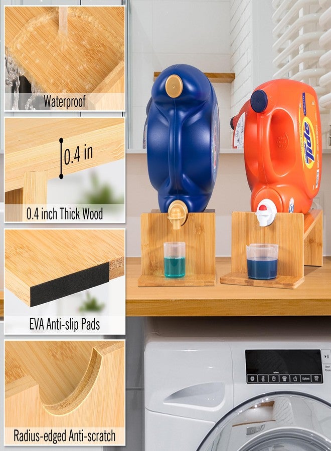 MyLifeUNIT Laundry Detergent Dispenser, 2 Pack Wooden Laundry Detergent Holder Stand with Tray for Laundry Room Organization and Storage - Image 4